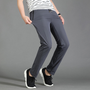 Pantalon de sport gris pour homme, taille élastique, séchage rapide, avec poches latérales, coupe décontractée légère, idéal pour le printemps - Product Image 4