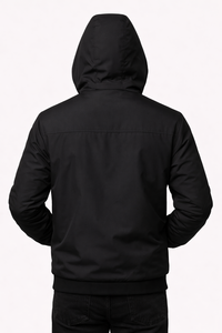 Blouson bomber à capuche Black Core – Confort élégant et minimaliste pour toutes les saisons avec chaleur isolante de qualité supérieure - Product Image 3