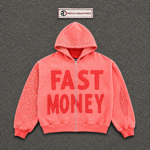 เสื้อฮู้ดซิปผู้ชาย ลายกราฟิก FAST MONEY ทรงโอเวอร์ไซส์ ผ้าฟลีซ สตรีทแวร์ลำลอง ผ้าเฟรนช์เทอร์รี่ สำหรับฤดูหนาว ปักลาย ผ้าฝ้าย 100% ระบายอากาศได้ดี - Product Image 5