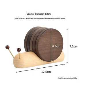 Juego de posavasos de madera premium hechos a mano UO con aspecto natural, ideales para crear una mesa de comedor estética, soporte con forma de caracol - Product Image 3
