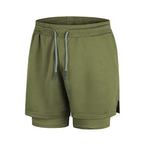 Shorts d'entraînement de basketball double couche, coupe ample, en maille respirante avec compression interne - Product Image 1