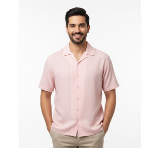 Trending Fashion New Design Cuban Collar <b>Shirts</b> For Men Linen Blended <b>Half</b> Sleeve <b>Shirt</b> Tops Perfect For Casual Fashion Wear - Product Image 1
