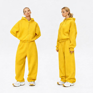 Ensemble de survêtement personnalisé pour homme, imprimé, 100 % coton, coupe ajustée, avec sweat à capuche zippé et pantalon de survêtement large, coupe décontractée, coupe-vent, idéal pour l'hiver - Product Image 5