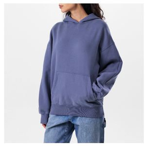 Sudadera con Capucha Extra Grande para Mujer, de Color Sólido, Tejida en Algodón, con Bolsillos, Estilo Otoñal, Largo Regular - Product Image 3