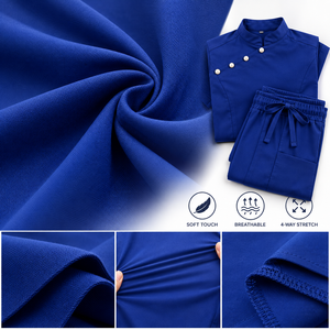 Conjunto de Uniforme Médico de Enfermería de Manga Corta con Cuello Alto y Botones Laterales, Ropa de Trabajo para Hospital, Top y Pantalones, Traje de Dos Piezas - Product Image 5