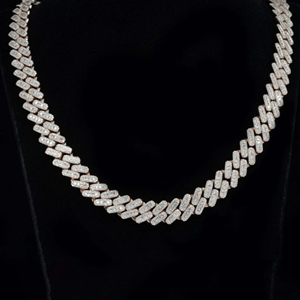 Collier en argent sterling 925 plaqué or rose, avec maillons cubains glacés de 20 mm, serti de moissanite taille brillant, qualité supérieure, personnalisable - Product Image 4