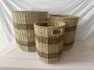 Natural Water Hyacinth <b>Basket</b> With Handles Wicker Storage <b>Basket</b> Eco Friendly Decorative Organizer <b>Basket</b> For Home - Product Image 5