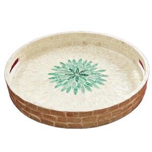 Modern Antiqued Wood Serving <b>Tray</b> with Mother of Pearl Custom Size for Home or Event Functional and Elegant <b>Tray</b> - Product Image 2