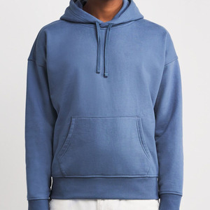 Sudadera con Capucha Azul Ikhlas Sports, 100% Algodón Felpa, 380g, Corte Holgado, Bolsillo Canguro, Capucha con Cordón Ajustable, Estilo Casual Minimalista - Product Image 4