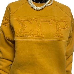 Sigma Tau Rho Women's Crew Neck Sweatshirt Solid Yellow Embroidered Letter Design Regular Fit Autumn Wear 100% Cotton Knitted - Product Image 2