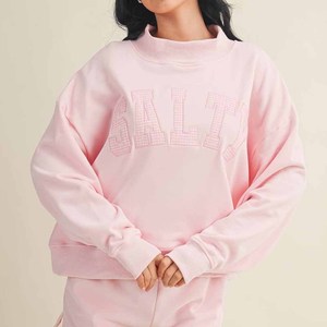 Salty Wholesale Heavyweight <b>Mock</b> <b>Neck</b> Sweatshirt Cotton Fleece Chenille Patch Embroidery Unisex College Wear - Product Image 3