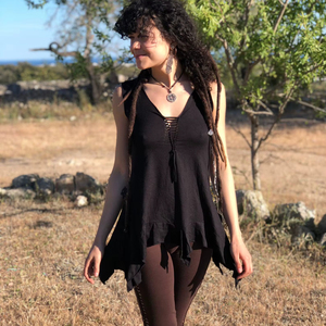 Top Asimétrico de Macramé Trenzado, Estilo Bohemio, Ligero, para Festivales y Verano - Product Image 1