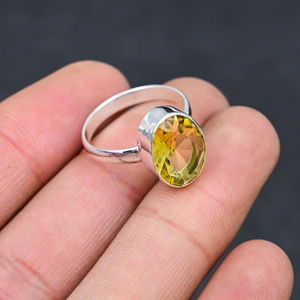 Yellow <b>925</b> <b>Silver</b> Luxury Gemstone <b>Rings</b> for Party - Product Image 2