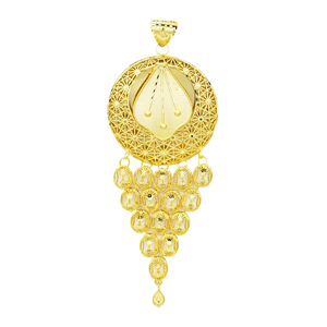 Juego de Colgantes Nupciales Chapados en Oro de 14K, 18K, 24K al por Mayor, Estilo Etíope, Eritreo, Africano, Turco, Dubái, con Formas Pesadas - Product Image 3