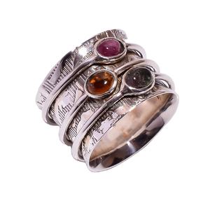 แหวนทัวร์มาลีนธรรมชาติทำจากเงินสเตอริงสำหรับงานแต่งงานแหวนอัญมณีคลาสสิกสำหรับ925 - Product Image 1