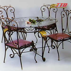 Modern Wrought Iron <b>Table</b> <b>Set</b> Decorative Outdoor Furniture with Iron Chairs for Patios and Garden Spaces - Product Image 2