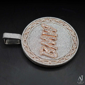 Pendentif personnalisé en argent 925 avec perle d'eau douce et moissanite, breloque lettre ronde glacée, plaqué or rose, bijoux hip-hop pour soirée - Product Image 5