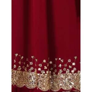Combinaison de fête en sequins bordeaux et georgette, tenue festive - Product Image 2