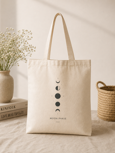 Bolso de lona con diseño de fase lunar, diseño minimalista, compañero de compras para todas las estaciones - Product Image 4