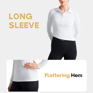 Camiseta de Equitación Profesional para Mujer, de Alta Elasticidad, Transpirable, Manga Larga, Ajustada, para Entrenamiento - Product Image 5
