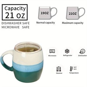 18 oz grande tazza di caffè in ceramica bocca rotonda grande tazza da tè lavastoviglie e microonde per uso ufficio e casa - Product Image 1