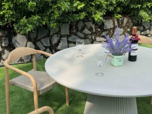 Luxury Fluted Conical Base <b>Round</b> Fiber Concrete <b>Dining</b> <b>Table</b> Modern GFRC <b>Dining</b> Furniture for Indoor Outdoor Use - Product Image 3