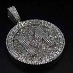 Custom 925 Silver Rhodium Plated Moissanite Round <b>Initial</b> Letter Charm Hip Hop <b>Chains</b> Jewelry for Unisex Party - Product Image 3
