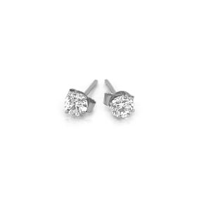 Orecchini a Perno in Oro Bianco 14k con Moissanite, Zirconia Cubica Bianca Sfaccettata da 3mm, Eleganti Orecchini per Donne - Product Image 2