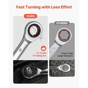 Set di chiavi combinate metriche SAE da 26 pezzi con cricchetto a 72 denti in acciaio Cr-V e organizer a rack - Product Image 3