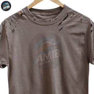Nouveau design, vente chaude, t-shirts déchirés pour hommes, toile de haute qualité, col rond, respirant, léger, personnalisable, best-seller - Product Image 6