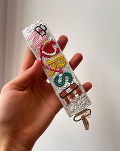 KANT K Handmade Beaded Zipper Adjustable Fashion <b>Bag</b> <b>Strap</b> Set for Women Colorful Heart Check Pattern Shoulder <b>Replacement</b> - Product Image 3