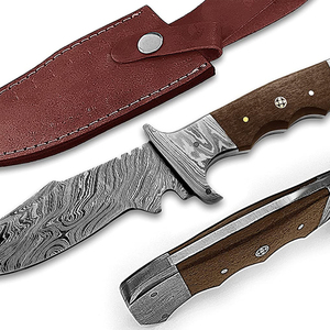 Couteau de chasse en acier Damas à motif unique avec poignée ergonomique pour le bushcraft, le camping et l'exploration en milieu sauvage - Product Image 5