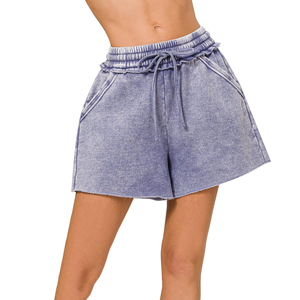 Shorts délavés pour femmes, légers, style streetwear d'été, décontractés, avec boutons, vintage - Product Image 1