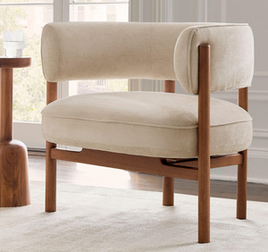 Sillón Moderno Tapizado para Sala de Estar, Sillón de Madera con Estructura de Madera Maciza, Asiento para Interiores del Hogar - Product Image 5