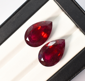 Rubis rouge cultivé en laboratoire avec inclusions, pierre précieuse en forme de poire, rubis rouge, 20x13 mm, pierre de naissance de juillet pour la fabrication de bijoux - Product Image 3