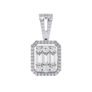 White Gold <b>Emerald</b> Cut Diamond <b>Pendant</b> With Halo Setting GIA Certified For Women's Engagement Jewelry Classic Style - Product Image 2