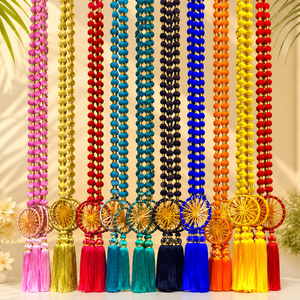 Trendy Wedding Decor Colorful Velvet <b>Ball</b> Tassel Garland Pompom Bell <b>Strings</b> Festive Wedding Housewarming Stage Backdrop Decor - Product Image 3
