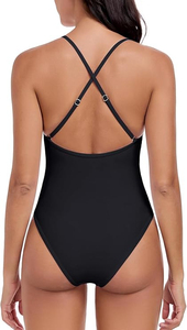 Traje de baño de una pieza para mujer, estilo V profundo, traje de baño de secado rápido, ropa de natación elástica suave para días de vacaciones en la playa y en la piscina - Product Image 5