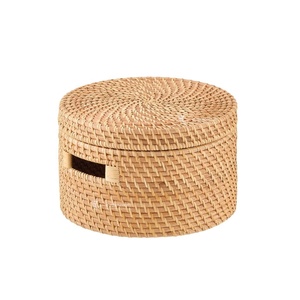 กล่องเก็บของหวายพร้อมฝาปิด สำหรับจัดระเบียบห้องครัว ตะกร้าสานทำมือสำหรับเก็บอาหาร อุปกรณ์เสริม และของตกแต่งบ้าน ขายส่ง - Product Image 5