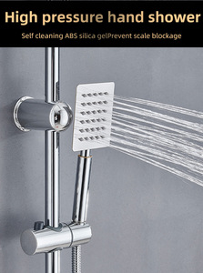 <span class=keywords><strong>Colonne</strong></span> de <span class=keywords><strong>douche</strong></span> en acier inoxydable avec pommeau de pluie rectangulaire de 8 pouces et douchette haute pression pour salle de bain d'hôtel, installation DIY - Product Image 3
