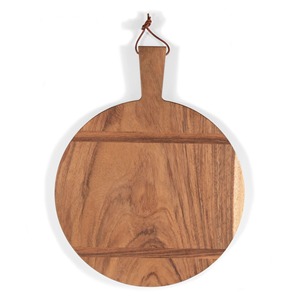 Planche à découper en bois massif, planche à découper ronde en bois avec poignée, design en bois naturel, bloc à découper pour la cuisine - Product Image 6