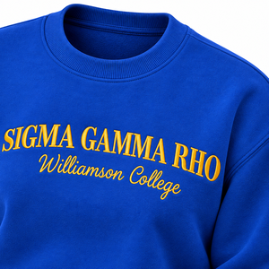 Sudadera de Cuello Redondo Azul Rey Sigma Gamma Rho con Letras Amarillas, Diseño Inspirado en la Universidad, Manga Larga, Ropa Casual de Hermandad - Product Image 5