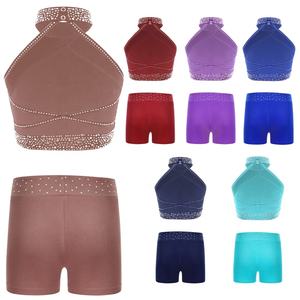 Trajes de Danza Moderna para Niñas de 6 a 16 Años, Traje de Patinaje Artístico, Chaleco con Pantalones Cortos para Gimnasia, Competencia, Espectáculo Escolar - Product Image 1