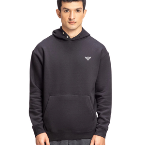 Sudadera con Capucha Negra para Hombre, Mezcla de Algodón Suave, Sudadera con Capucha de Felpa, Manga Larga, Corte Regular Informal, Bolsillo Delantero para Invierno - Product Image 3