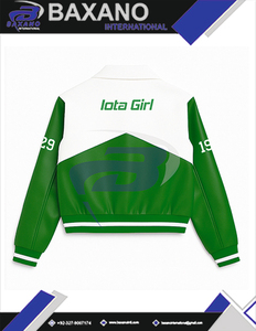 Chaqueta de Carreras Iota Phi Lambda IPL Sorority con Cierre de Cremallera, Chaqueta de Carreras Personalizada con Patrón de Llamas de Algodón de Alta Calidad - Product Image 6