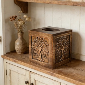 Rustic Wood <b>Tissue</b> <b>Paper</b> Holder Elegant Tree <b>Pattern</b> <b>Tissue</b> Box Cover Suitable For Home Office Bedroom And Living Room - Product Image 6