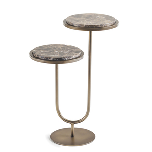Luxury <b>Round</b> Marble Top Side <b>Table</b> With Bronze Metal Frame <b>Nesting</b> Design Living Room Furniture - Product Image 2