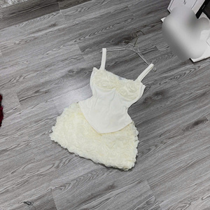 Two Piece Summer <b>Sexy</b> Shoulder Cotton Eco-Friendly Washable Solid Long Women's Clothing <b>Set</b> Comfortable Fashion Customized ODM - Product Image 6