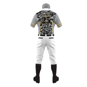 Conjunto de Uniforme de Béisbol para Hombre en Gris Camuflaje, Jersey de Manga Corta con Pantalones Blancos a Juego, Ropa Deportiva para Equipo, Atuendo Atlético para Juego - Product Image 6
