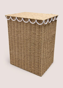 Neutral Seagrass Scalloped Laundry <b>Basket</b> Elegant Shape Stylish Addition For Room And Home <b>Storage</b> In Vietnam - Product Image 2